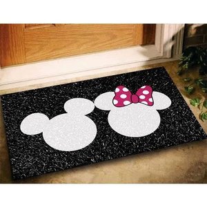 Tapete Capacho Personalizado - Mickey e Minnie 60x40cm Preto