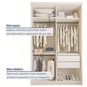 Ver imagem 6 de Guarda Roupa Solteiro Premium Cléo 138cm com Espelho 2 Portas 2 Gavetas Yescasa Branco