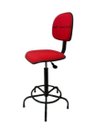 Ver imagem 2 de Cadeira Caixa Alta Apoio de Pé Base Fixa Tecido Vermelho