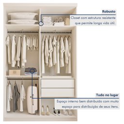 Guarda Roupa Solteiro Premium Lila 138cm com Espelho 2 Portas 2 Gavetas Espresso Móveis     - 7