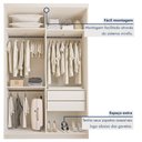 Ver imagem 5 de Guarda Roupa Solteiro Premium Lila 138cm com Espelho 2 Portas 2 Gavetas Yescasa Branco