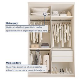 Guarda Roupa Solteiro Premium Lila 138cm com Espelho 2 Portas 2 Gavetas Espresso Móveis     - 6