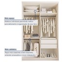 Ver imagem 6 de Guarda Roupa Solteiro Premium Lila 138cm com Espelho 2 Portas 2 Gavetas Yescasa Branco