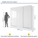 Ver imagem 4 de Guarda Roupa Casal Premium Itália 205,9cm 3 Portas 4 Gavetas Yescasa Branco