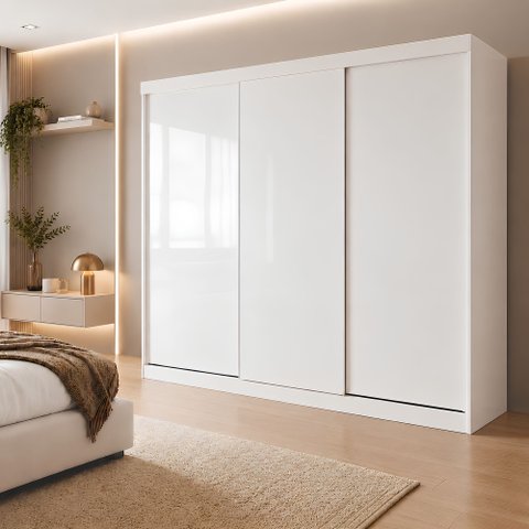 Guarda Roupa Casal Premium Itália 205,9cm 3 Portas 4 Gavetas Yescasa Branco