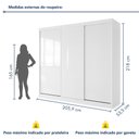Ver imagem 4 de Guarda Roupa Casal Premium Itália 205,9cm 3 Portas 4 Gavetas Yescasa Branco