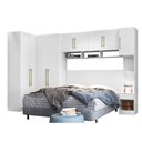 Ver imagem 1 de Jogo de Quarto Modulado Firenze de Casal Branco 6 Pçs Completo Roupeiro + Armário + Mesa Cabeceira