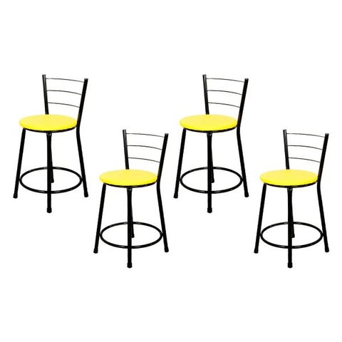 Banquetas Baixa para Cozinha Preto 4un Assento Amarelo