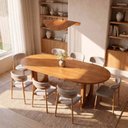 Ver imagem 1 de Conjunto Jantar 1 Mesa Oval Tali 210cm e 8 Cadeiras Ema CabeCasa MadeiraOriginals Marrom/Prata