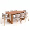 Ver imagem 3 de Conjunto Jantar 1 Mesa Oval Tali 210cm e 8 Cadeiras Ema CabeCasa MadeiraOriginals Marrom/Prata