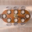 Ver imagem 2 de Conjunto Jantar 1 Mesa Oval Tali 210cm e 8 Cadeiras Ema CabeCasa MadeiraOriginals Marrom/Prata