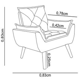 Poltrona com Puff Decorativo Opala Linho Cinza - Kasa Sofá - 6