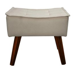 Poltrona com Puff Decorativo Opala Linho Bege - Kasa Sofá - 4