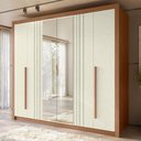 Ver imagem 1 de Guarda Roupa Casal 245cm 6 Portas com Espelho Loretto Jatobá/Areia S01 - Mpozenato