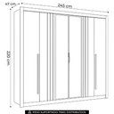 Ver imagem 4 de Guarda Roupa Casal 245cm 6 Portas com Espelho Loretto Jatobá/Areia S01 - Mpozenato