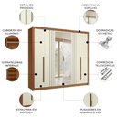 Ver imagem 3 de Guarda Roupa Casal 245cm 6 Portas com Espelho Loretto Jatobá/Areia S01 - Mpozenato