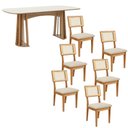 Ver imagem 4 de Mesa de Jantar Retangular 180cm com 6 Cadeiras 100% Mdf Cor:off White com Freijó e Courino Bege