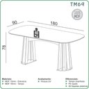 Ver imagem 5 de Mesa de Jantar Retangular 180cm com 6 Cadeiras 100% Mdf Cor:off White com Freijó e Courino Bege