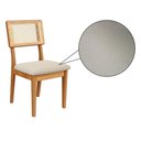 Ver mais imagens de Mesa de Jantar Retangular 180cm com 6 Cadeiras 100% Mdf Cor:off White com Freijó e Courino Bege
