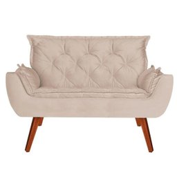Conjunto Namoradeira e 2 Poltronas Opala Veludo Creme - Kasa Sofá - 2