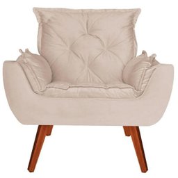 Conjunto Namoradeira e 2 Poltronas Opala Veludo Creme - Kasa Sofá - 3