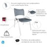 Kit com 10 Cadeiras Iso para Escola Escritório Comércio Cinza Base Branca Ecomhome - 7