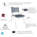 Ver imagem 6 de Kit com 10 Cadeiras Iso para Escola Escritório Comércio Cinza Base Branca Ecomhome