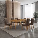 Ver imagem 4 de Mesa de Jantar Copper 180cm Tampo MDF Laminado Canto Copo com 6 Cadeiras Carolina