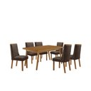 Ver imagem 1 de Mesa de Jantar Copper 180cm Tampo MDF Laminado Canto Copo com 6 Cadeiras Carolina