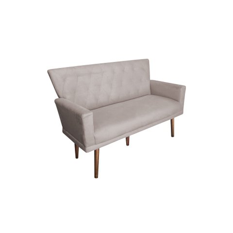 Namoradeira Decorativa Aurora Suede Bege Pés Madeira Mz Decor