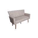 Ver imagem 1 de Namoradeira Decorativa Aurora Suede Bege Pés Madeira Mz Decor