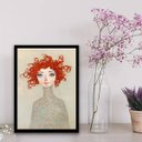 Ver imagem 2 de Quadro Decorativo Mulher Ruiva 33x24cm - com vidro:Madeira preta