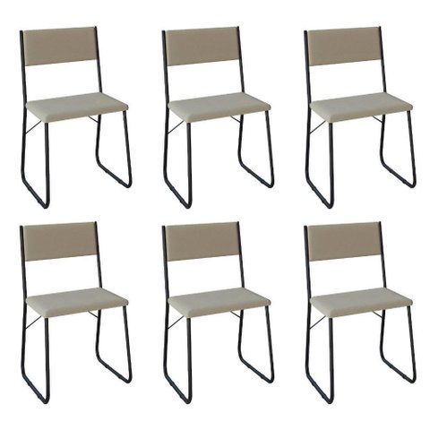 Kit 6 Cadeiras De Jantar Estofadas Angra - BegeBege