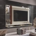 Ver imagem 1 de Painel Ripado Tv 55 Polegadas Suspenso com Espelho Dubai - Via Nossa - Off White e Naturale