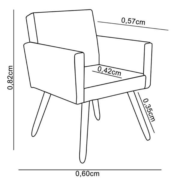 Poltrona Vitória Decorativa Linho Cinza - Kasa Sofá - 4