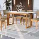 Ver imagem 3 de Conjunto Sala de Jantar Dora em Madeira Maciça 6 Cadeiras Boucle Bege