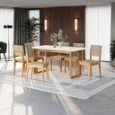 Ver imagem 1 de Conjunto Sala de Jantar Dora em Madeira Maciça 6 Cadeiras Boucle Bege