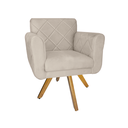 Ver imagem 2 de Poltrona Decorativa Com Base Giratória De Madeira Recepção Isabella Suede Bege - LM DECOR