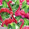 Papel De Parede Para Menina Tropical Flamingo Com Folhas Verdes - 12mx50cm - 1