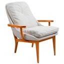 Ver imagem 1 de Poltrona Sala de Estar Leo 74cm Madeira Maciça | Linho Off White - Sallar Home
