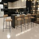 Ver imagem 2 de Kit 06 Banquetas Baixa para Cozinha Sala de Jantar Bar Bancada Milão L02 Bouclê Mostarda - lyam