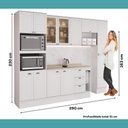 Ver mais imagens de Cozinha Completa com Balcão Milla Jade 12 Portas 3 Gavetas MDF Branco Móveis Carraro