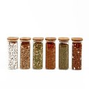 Ver imagem 1 de KIT POTE HERMÉTICO DE VIDRO QUAD TAMPA DE BAMBU 6 PÇS OIKOS