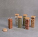 Ver imagem 2 de KIT POTE HERMÉTICO DE VIDRO QUAD TAMPA DE BAMBU 6 PÇS OIKOS