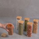 Ver imagem 5 de KIT POTE HERMÉTICO DE VIDRO QUAD TAMPA DE BAMBU 6 PÇS OIKOS