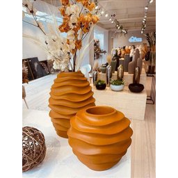 Vaso Ondas Decorativo Ocre Grande em Cerâmica - 2
