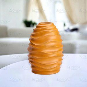 Vaso Ondas Decorativo Ocre Grande em Cerâmica