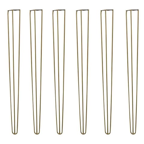 Kit 6 Pés de Metal 90 Cm Hairpin Legs Aparador e Mesa de Canto Dourado G41