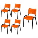 Ver imagem 1 de Cadeira Iso Base Preto Escola, Escritório Laranja Kit 5 Un