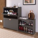 Ver imagem 3 de Sapateira Hall Entrada 2 Gaveta Basculante Puxador Concha Banco Prateleira Porta Sapatos Sala Quarto